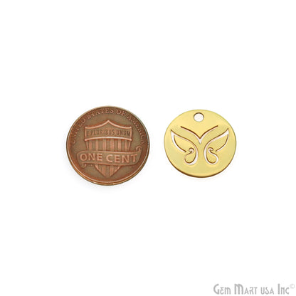 Butterfly Round Shape Charm Laser Finding Gold Plated 17mm Charm For Bracelets & Pendants