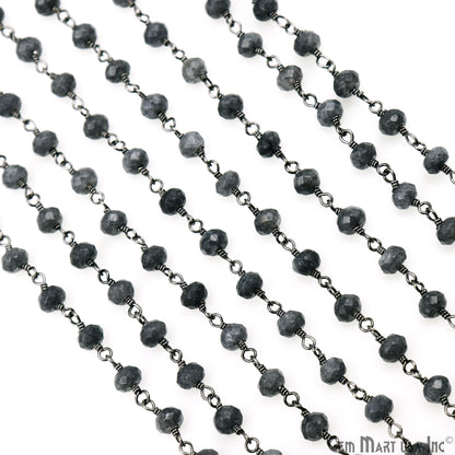 Gray Jade Faceted Beads 4mm Oxidized Gemstone Rosary Chain