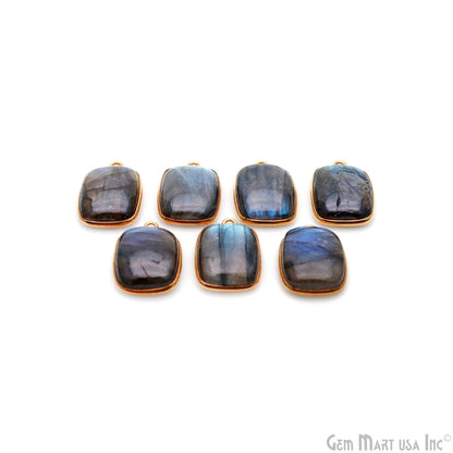 Flashy Labradorite Cabochon 12x16mm Octagon Single Bail Gold Plated Gemstone Connector