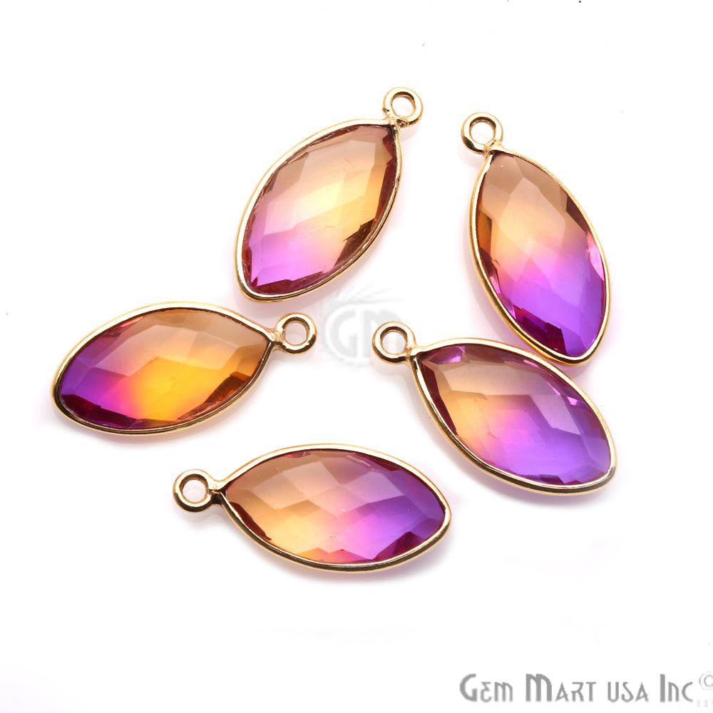Doublet Aura Quartz 8x16mm Marquise Connector (Pick Color, Plating, Bail) - GemMartUSA