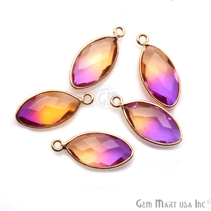Doublet Aura Quartz 8x16mm Marquise Connector (Pick Color, Plating, Bail) - GemMartUSA