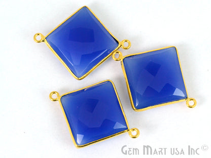 Square 16mm Double Bail Gold Bezel Gemstone Connector