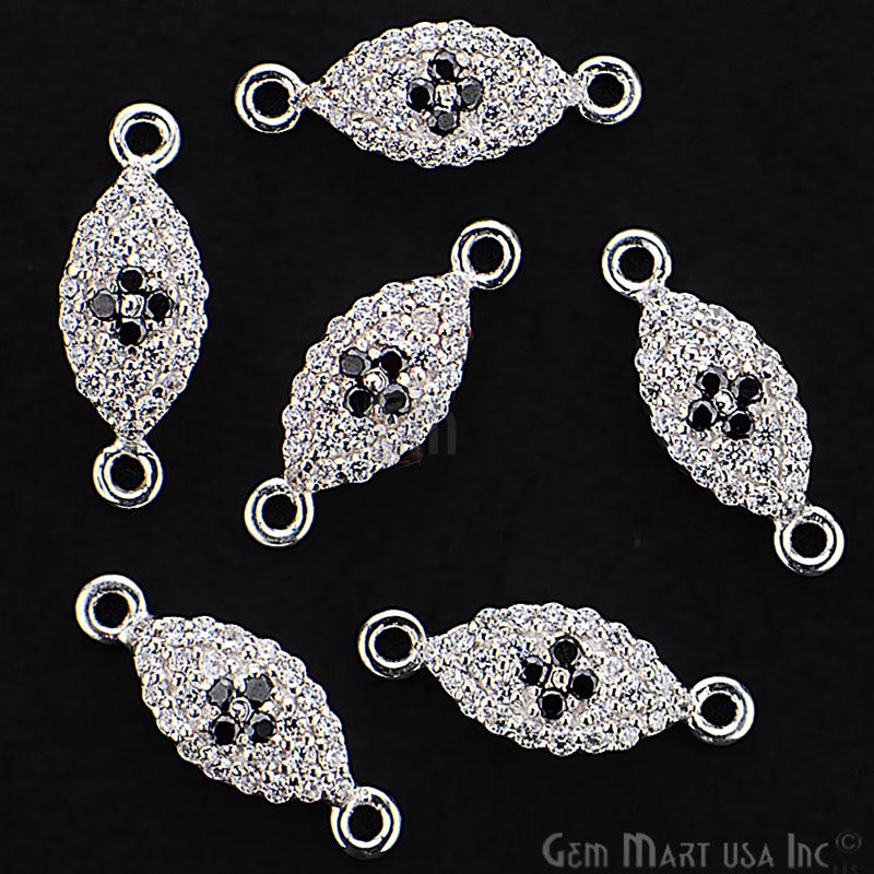 Cubic Zircon Pave 'Marquise' Silver Charm For Bracelet & Pendants - GemmartUSA