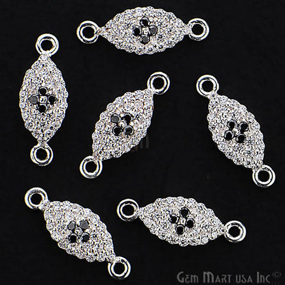 Cubic Zircon Pave 'Marquise' Silver Charm For Bracelet & Pendants - GemmartUSA