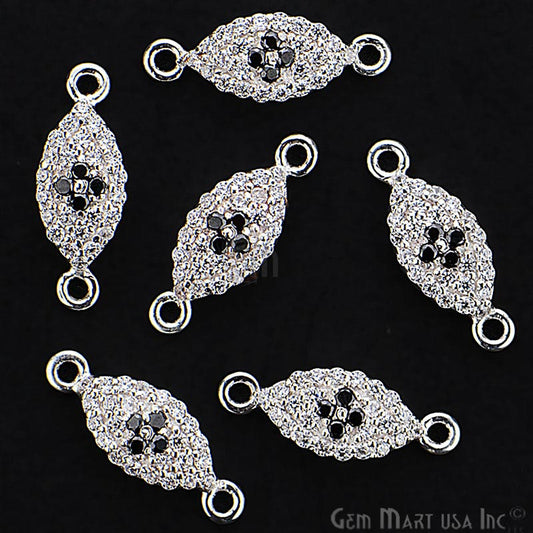 Cubic Zircon Pave 'Marquise' Silver Charm For Bracelet & Pendants - GemMartUSA