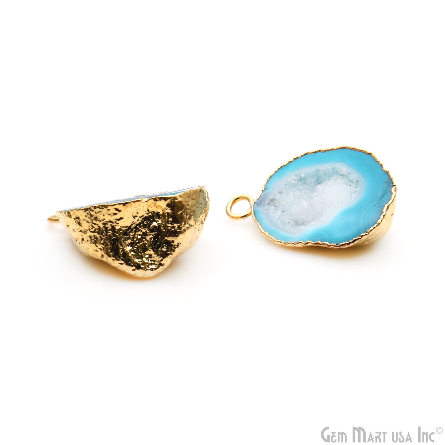 Geode Druzy 22x28mm Organic Gold Electroplated Single Bail Gemstone Earring Connector 1 Pair