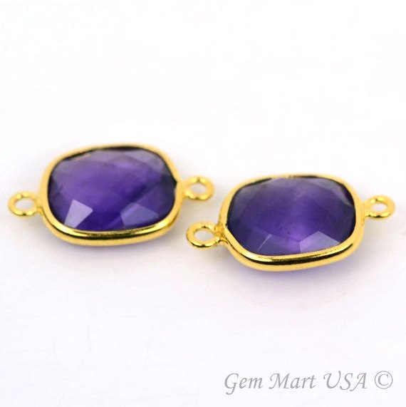 Octagon 10x12mm Double Bail Gemstone Gold Bezel Connector