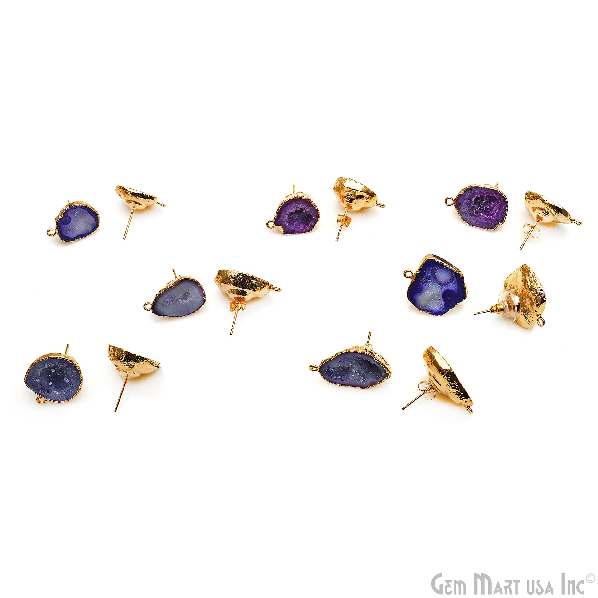 diy-earrings, stud-earring, geode earring