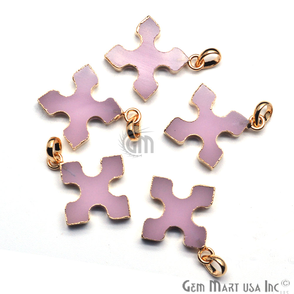 Gold Plated Gemstone 29x25mm Medieval Cross Shape Pendant (Pick Gemstone) - GemMartUSA