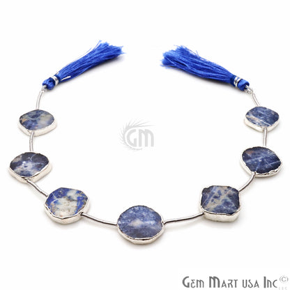 Sodalite Free Form 18x15mm Silver Edged Crafting Beads Gemstone Strands 9INCH - GemmartUSA
