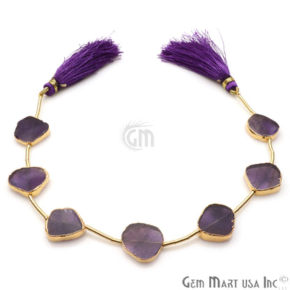 Amethyst Free Form 18x15mm Gold Edged Crafting Beads Gemstone Strands 9INCH - GemmartUSA
