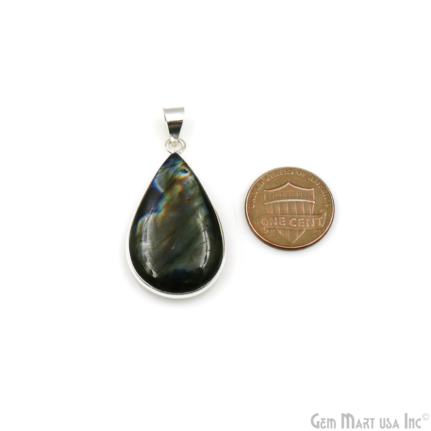 Labradorite Gemstone Pears 37x20mm Sterling Silver Necklace Pendant 1PC