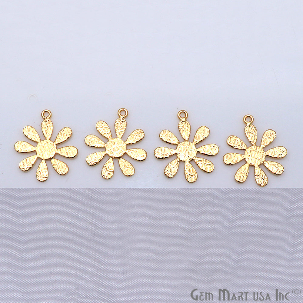Flower Shape Gold Plated Finding Jewelry Charm - GemMartUSA