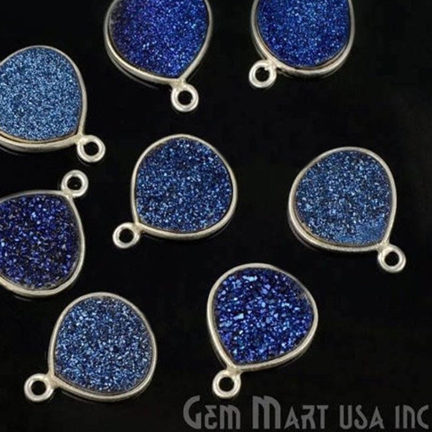 Natural Titanium Druzy 12mm Silver Single Bail Heart Bezel Connector
