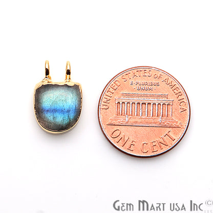 Labradorite 12x10mm Gold Edged Gemstone Connector - GemMartUSA