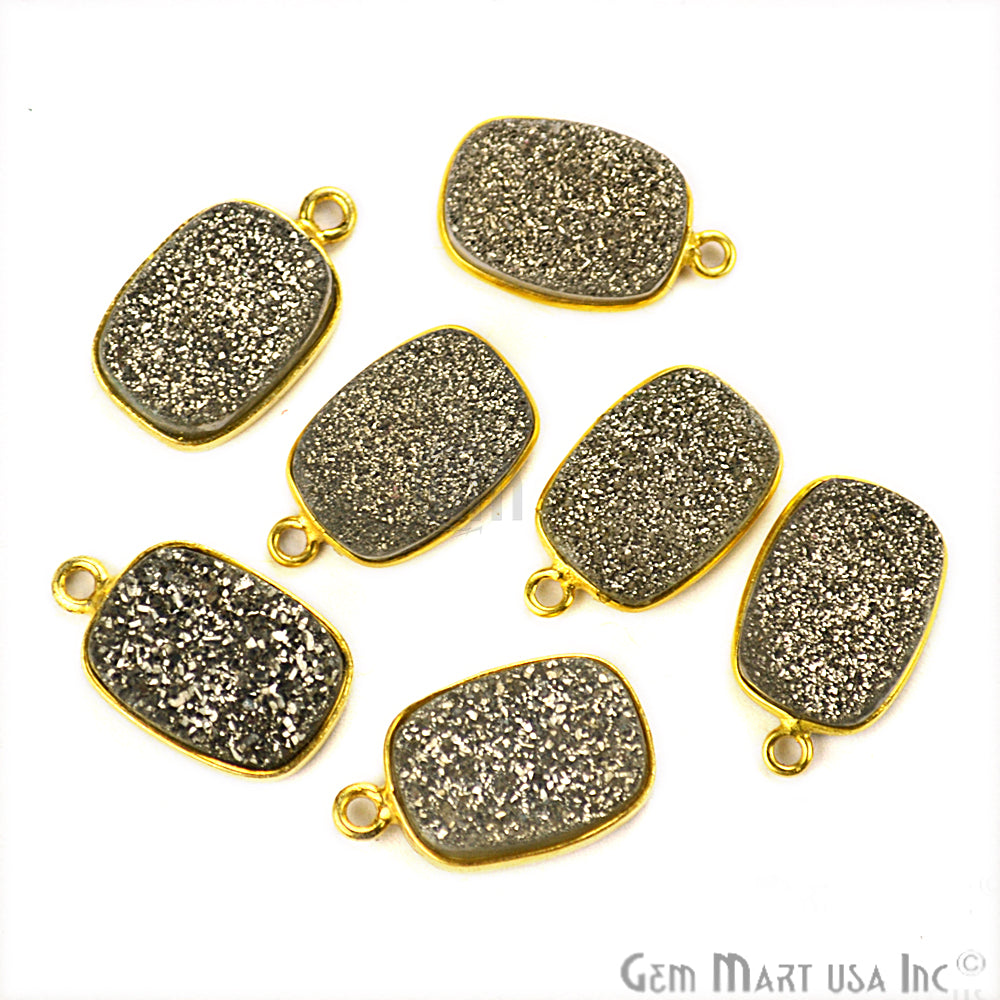 Titanium Platinum Druzy 10x14mm Octagon Connector (Pick Bail,Plating) - GemMartUSA