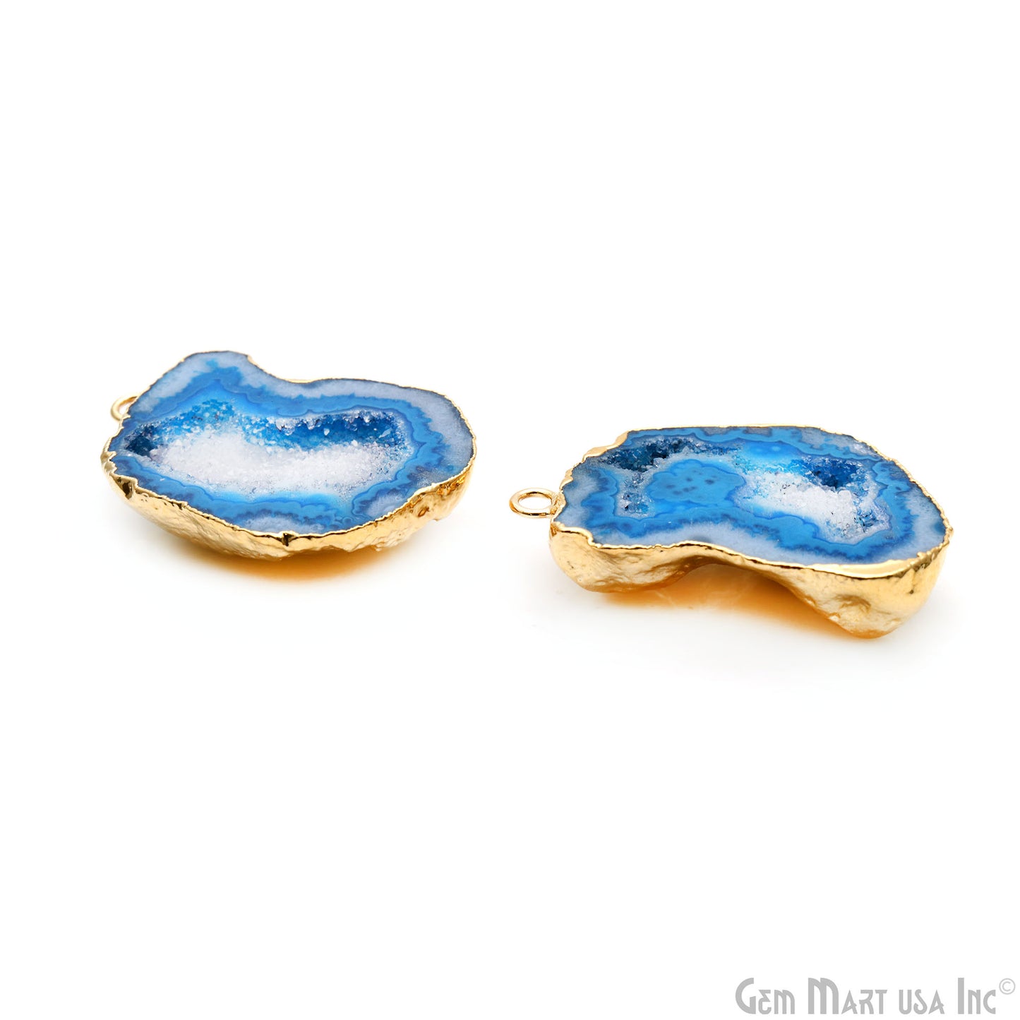 Geode Druzy 36x25mm Organic Gold Electroplated Single Bail Gemstone Earring Connector 1 Pair