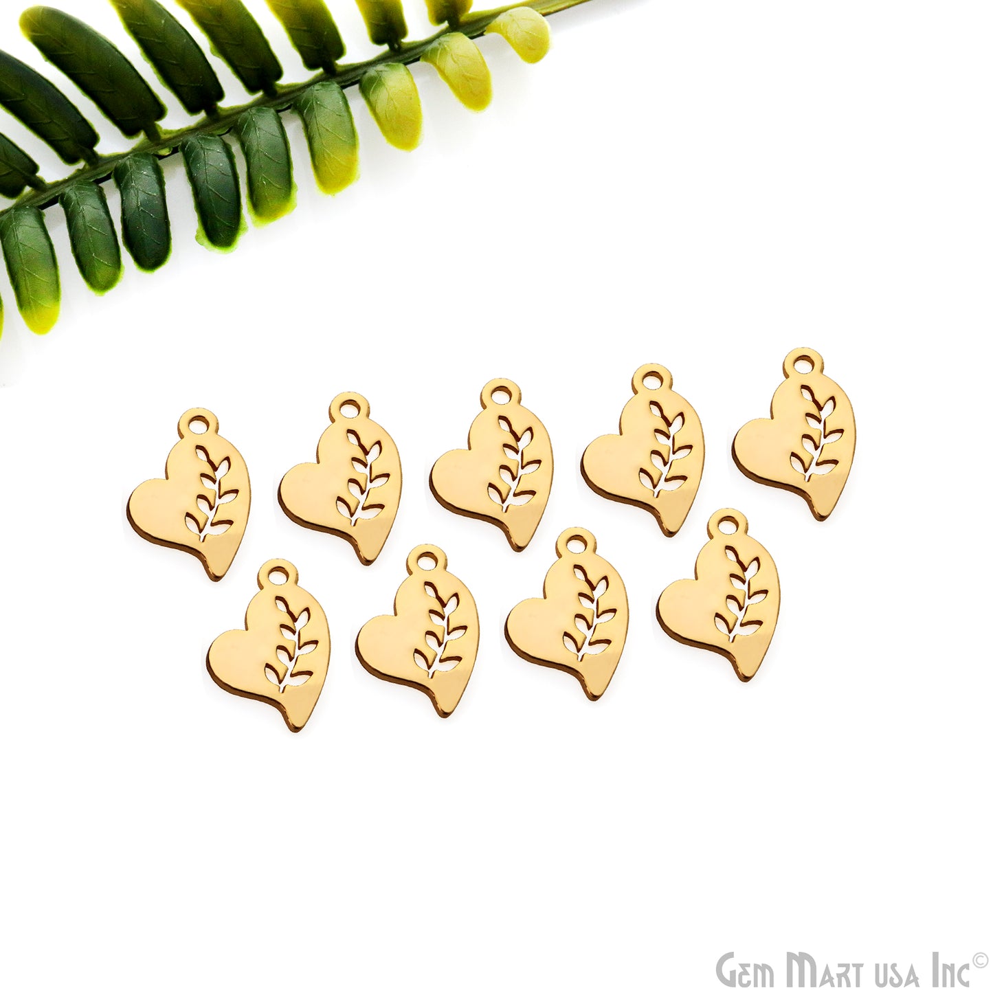 Leaf Shape Charm Laser Finding Gold Plated 14x14mm Charm For Bracelets & Pendants