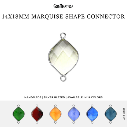 Marquise 14x18mm Double Bail Silver Bezel Gemstone Connector