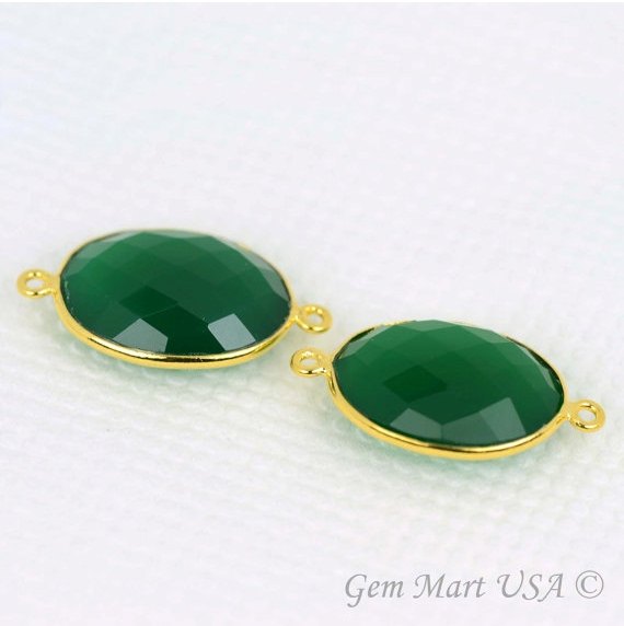 Oval 15x20mm Double Bail Gold Bezel Gemstone Connector