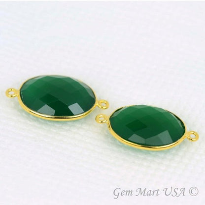 Oval 15x20mm Double Bail Gold Bezel Gemstone Connector