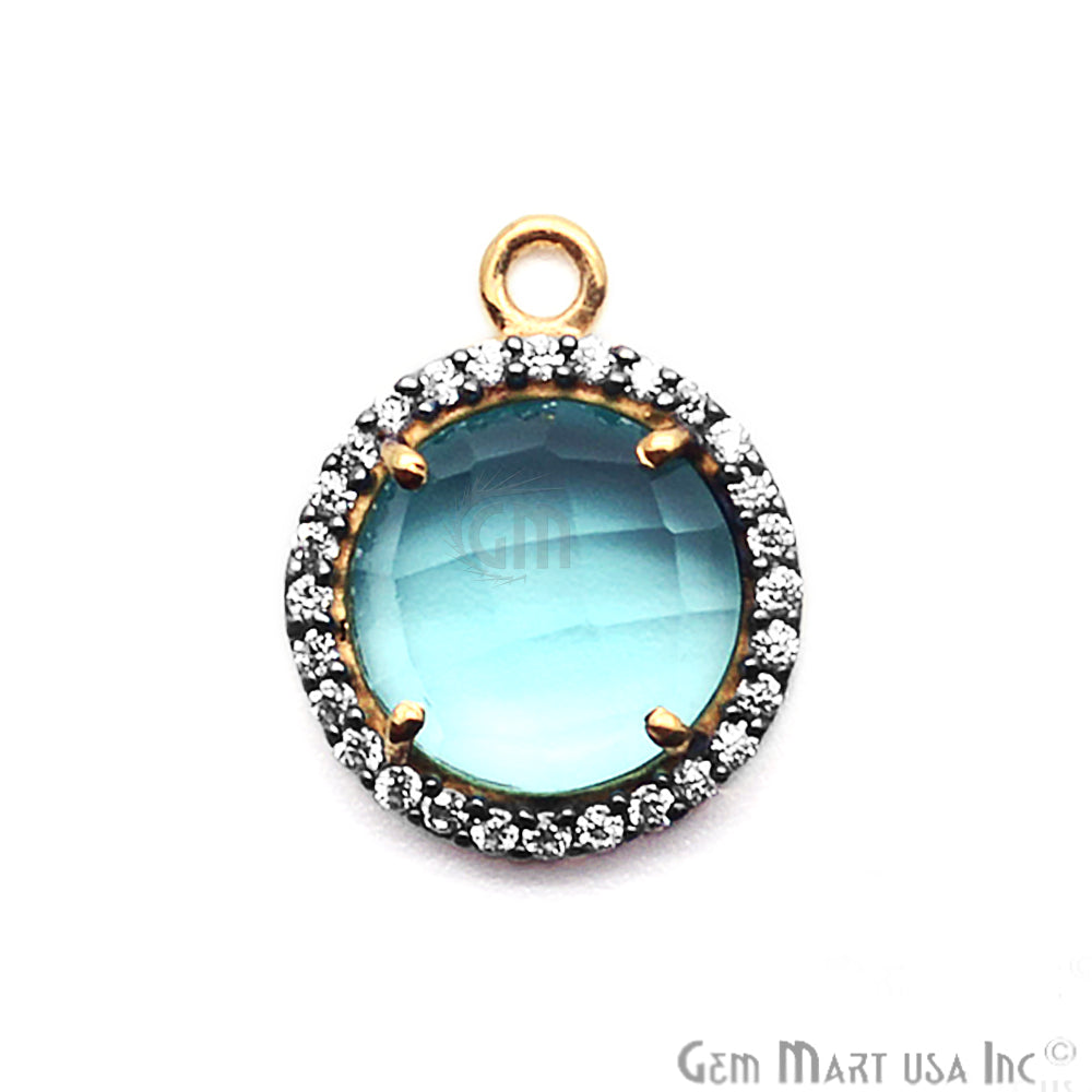 Cubic Zircon Pave 10mm Round Double Bail Gemstone Connector (Pick Your Gemstone) - GemmartUSA