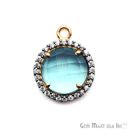 Cubic Zircon Pave 10mm Round Double Bail Gemstone Connector (Pick Your Gemstone) - GemmartUSA