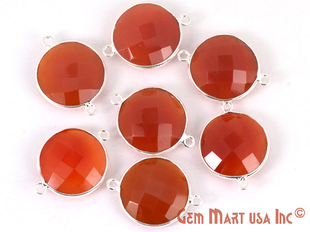 Round 16mm Double Bail Silver Bezel Gemstone Connector