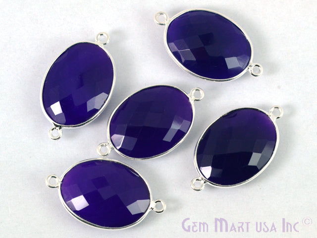Oval 15x20mm Double Bail Silver Bezel Gemstone Connector