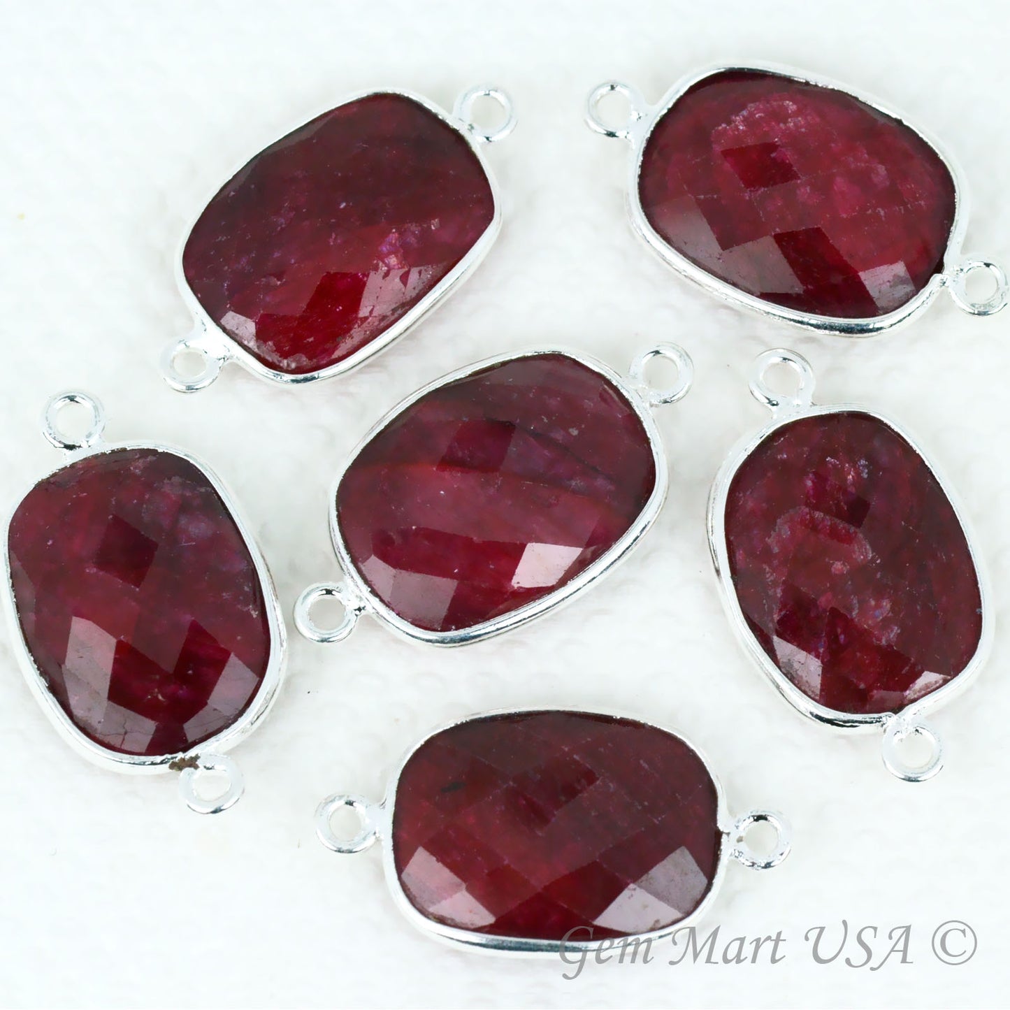 Octagon 12x16mm Double Bail Gemstone Silver Bezel Connector