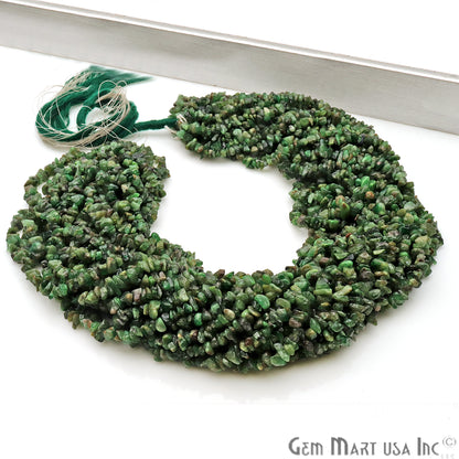 Natural Tsavorite Dark 4-6mm Nugget Chips Strand 34 Inch - GemMartUSA