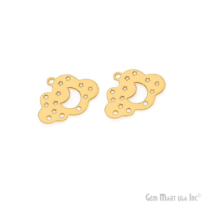 Clouds Moon With Star Charm Laser Finding Gold Plated 19x25mm Charm For Bracelets & Pendants