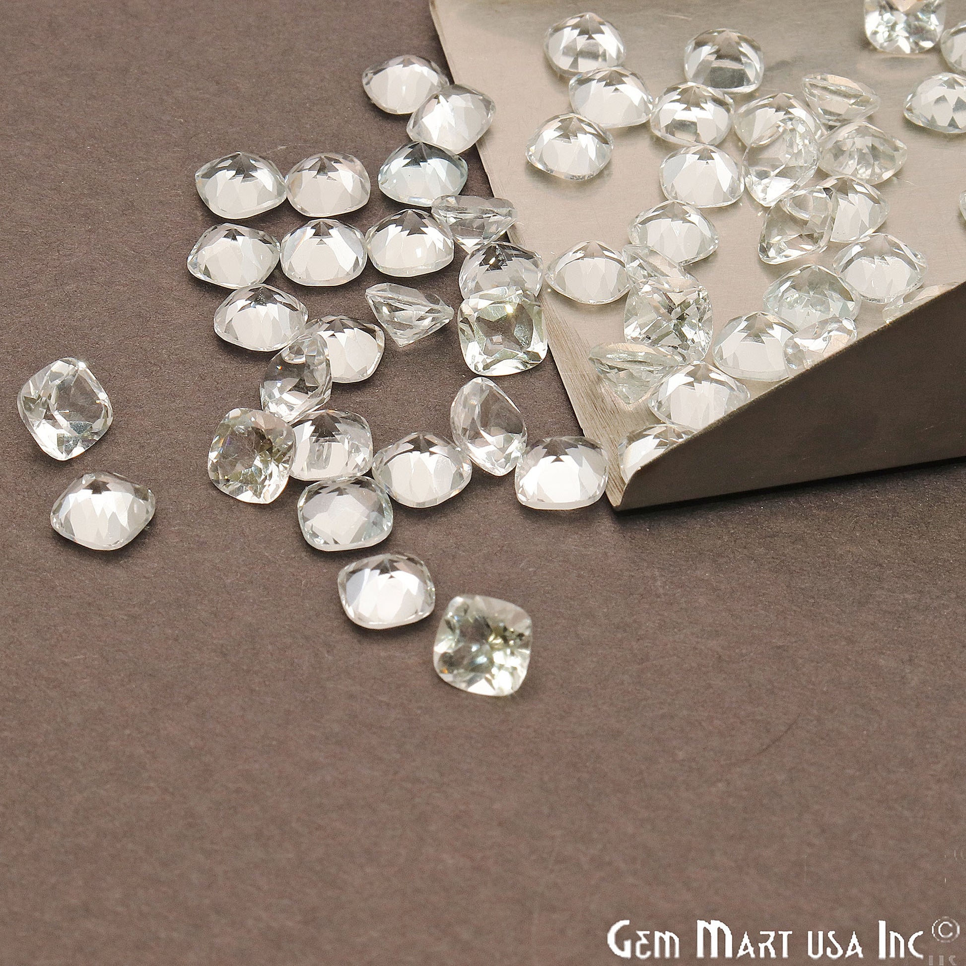 White Topaz Cushion Shape 6mm Faceted Loose Gemstone - GemmartUSA