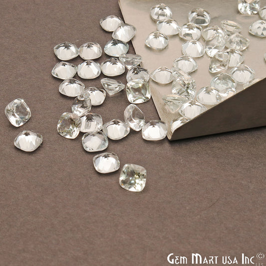 White Topaz Cushion Shape 6mm Faceted Loose Gemstone - GemmartUSA