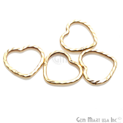 Gold Plated Heart Finding, Filigree Findings,Bracelets Heart Charm (Pick Size) - GemMartUSA