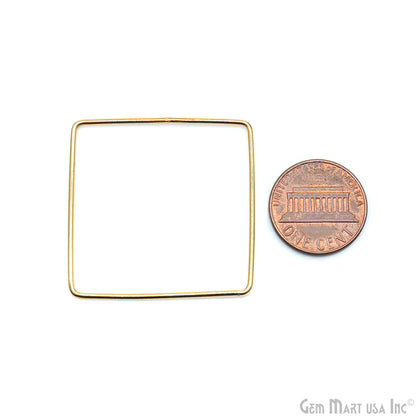 Square Gold Findings, Square Gold Charm, 36mm Jewelry Findings