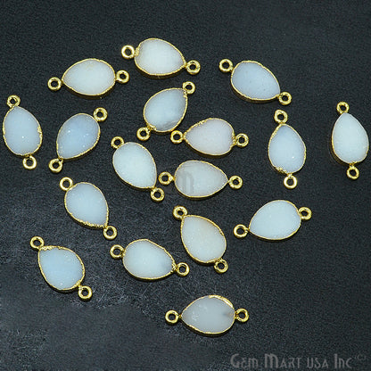 Druzy Pears 10x14mm Gold Electroplated Double Bail Gemstone Connector