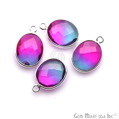 Doublet Aura Quartz 10x12mm Oval Connector (Pick Color,Plating,Bail) - GemMartUSA