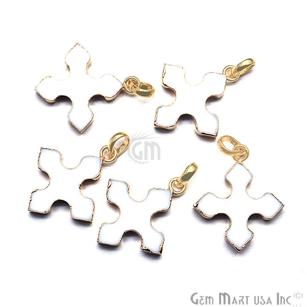 Gold Plated Gemstone 29x25mm Medieval Cross Shape Pendant (Pick Gemstone) - GemMartUSA