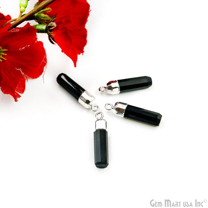 Single Point 25x7mm Silver Electroplated Gemstone Connector
