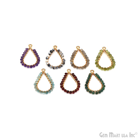 DIY Pear Shape Beaded 35x23mm Gemstone Chandelier Finding Connector