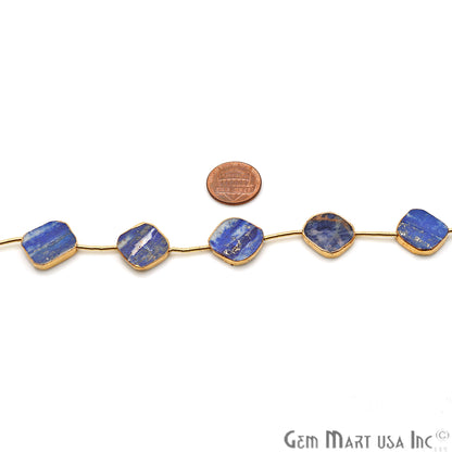 Lapis Free Form 18x15mm Gold Edged Crafting Beads Gemstone Strands 9INCH - GemMartUSA