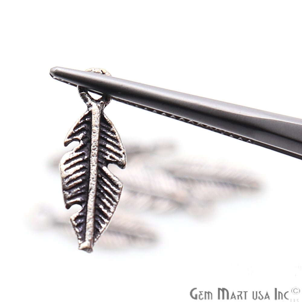 5pc Lot Leaf Shape Oxidized 18x6mm Charm For Bracelets & Pendants - GemMartUSA