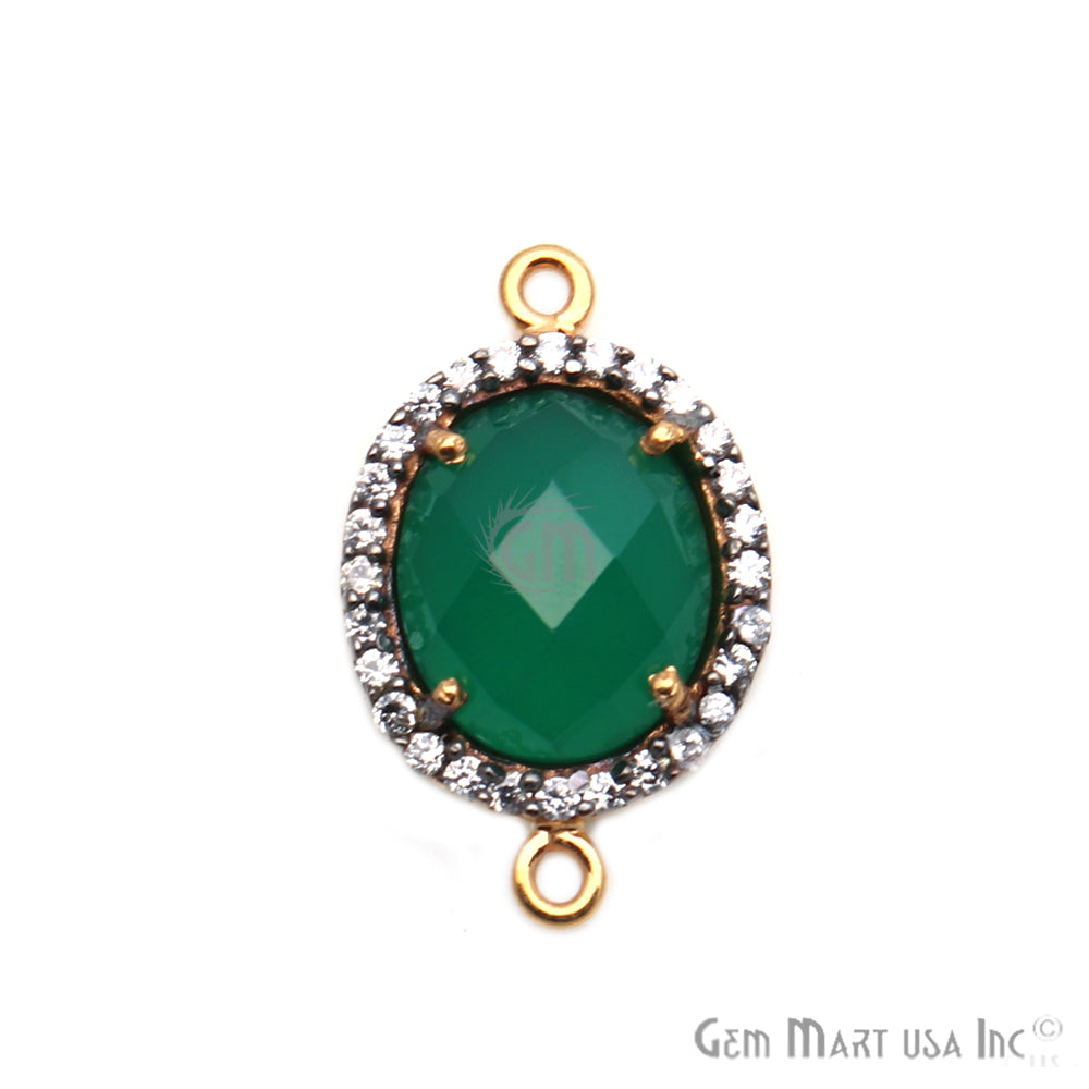 Gemstone 10x12mm Oval Cubic Zirconia Prong Setting Gold Connector (Pick Your Gemstone) - GemmartUSA