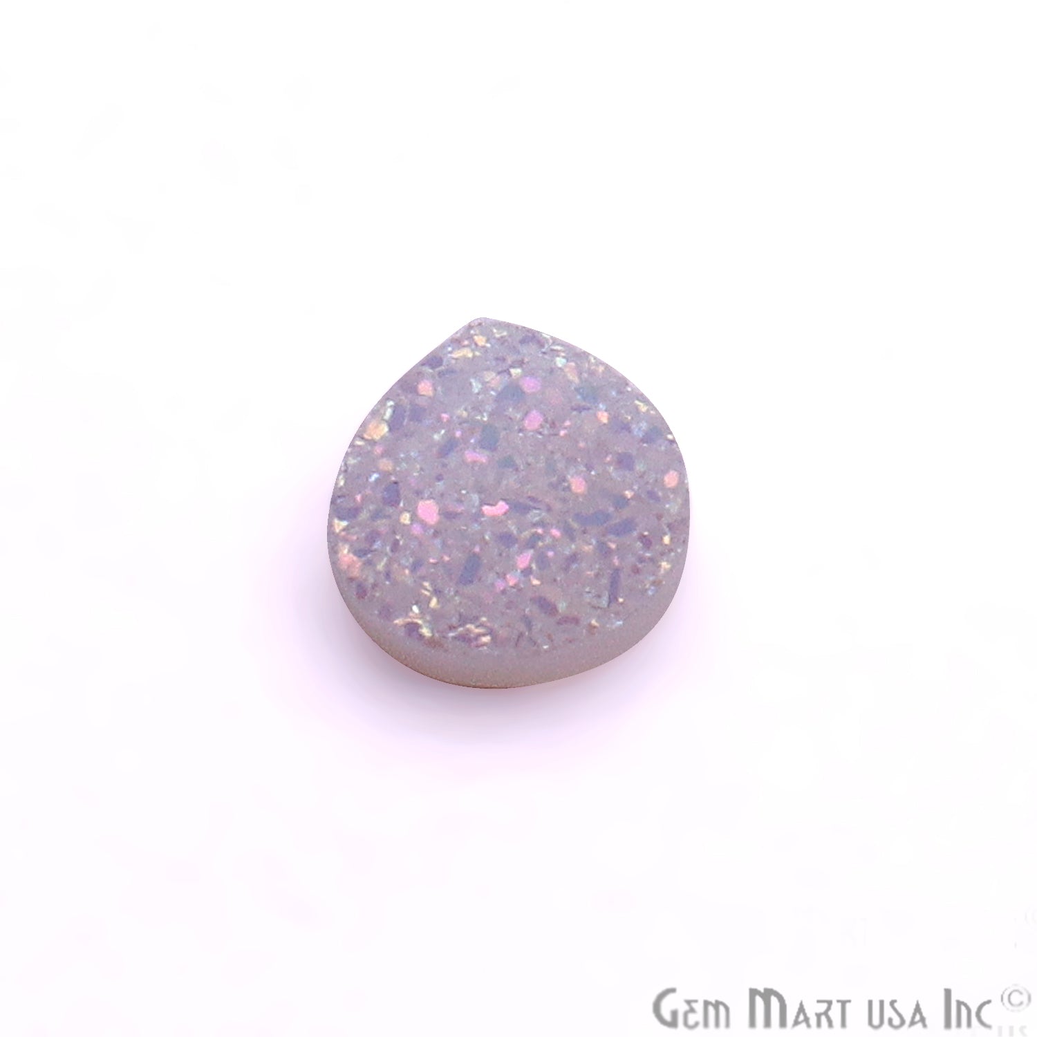 White Druzy, Druzy Cabochon, 6mm Heart Shaped Druzy, Cabochon, Loose Druzy Stone - GemMartUSA