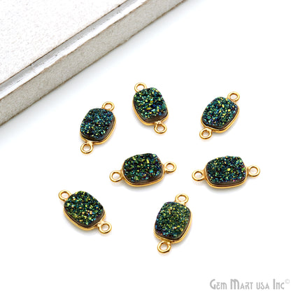 Titanium Druzy 7x9mm Octagon Double Bail Gold Bezel Connector