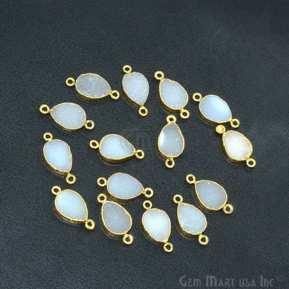 Druzy Pears 10x14mm Gold Electroplated Double Bail Gemstone Connector