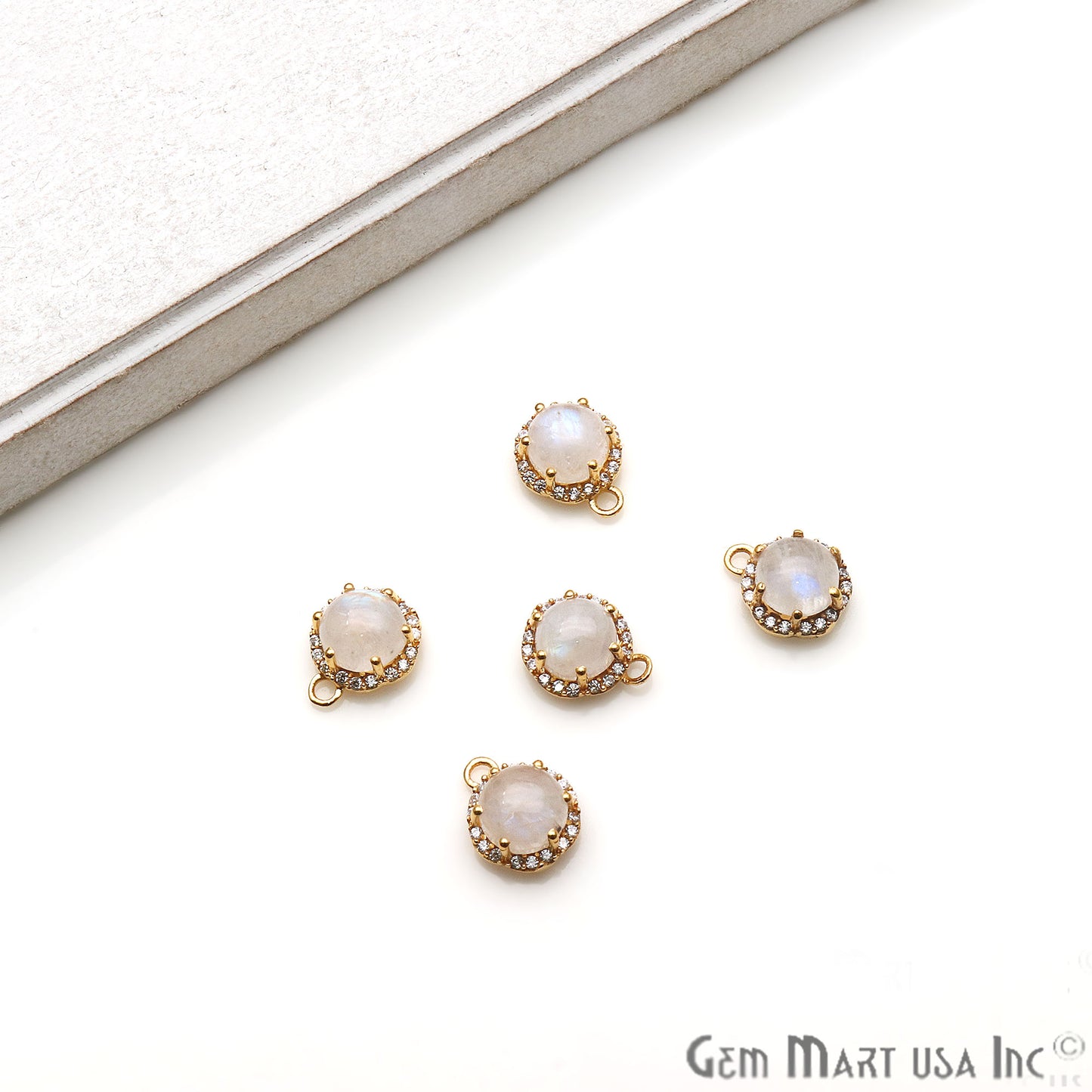 DIY Rainbow Round Shape 13x10mm Cubic Zircon Gemstone Connector - GemmartUSA