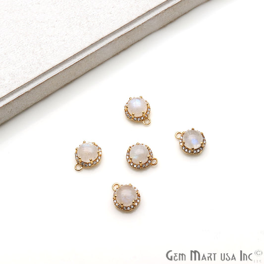 DIY Rainbow Round Shape 13x10mm Cubic Zircon Gemstone Connector - GemmartUSA