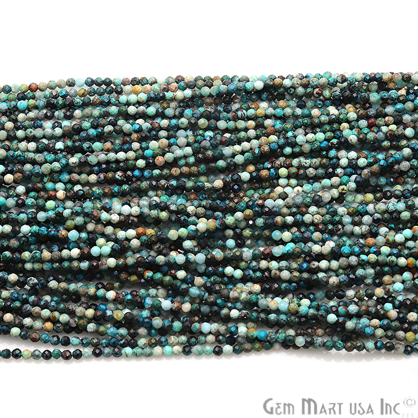 Chrysocolla Faceted Gemstones Rondelle Beads, Jewelry Making Supply Strand Beads - GemMartUSA